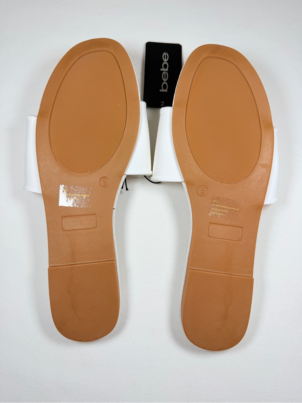 Bebe White Logo Slide Sandals Size 9 NWT - Picture 6 of 7